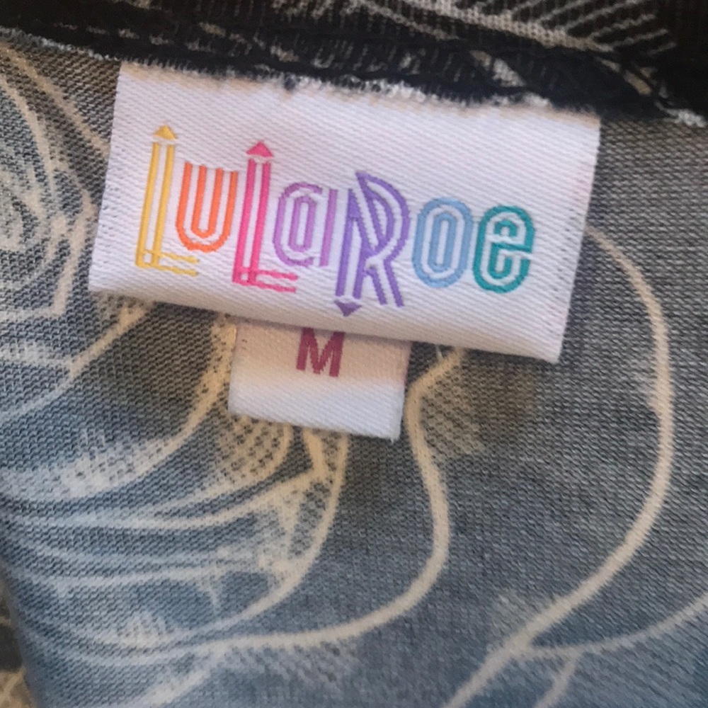 LulaRoe Julia medium black white roses - Picture 2 of 4